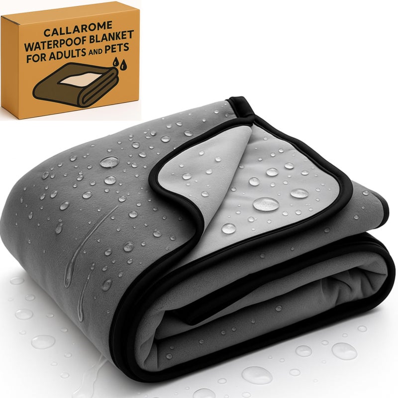 Callarome Waterproof Blanket for Bed or Couch â€“ Soft and Leakproof Waterproof Throw Blanket, Water Proof & Stain Resistant Easy to Clean Throw Blanket Cover for Adults or Pets, Reversible Grey 80â€x90â€ - Image 1